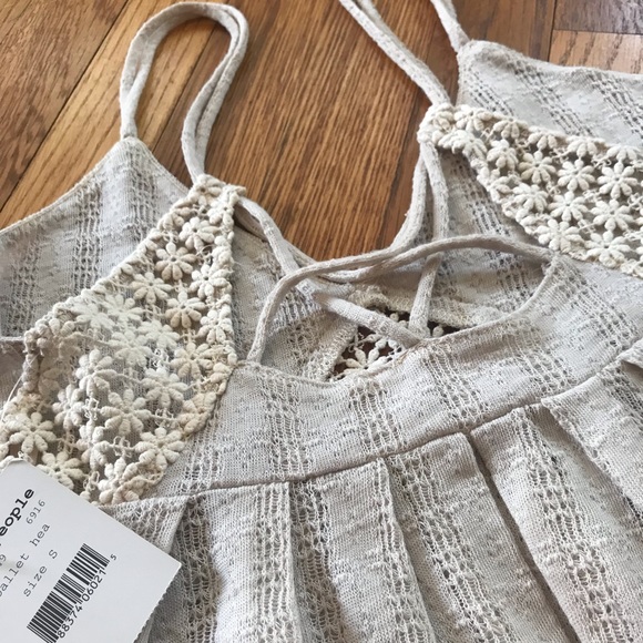 FREE PEOPLE NWT beige babydoll ballet top - Picture 6 of 8